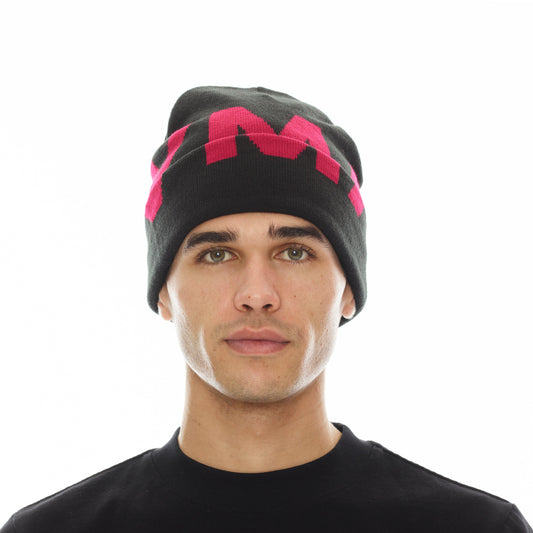 HVMAN KNIT HAT IN BLACK & RED