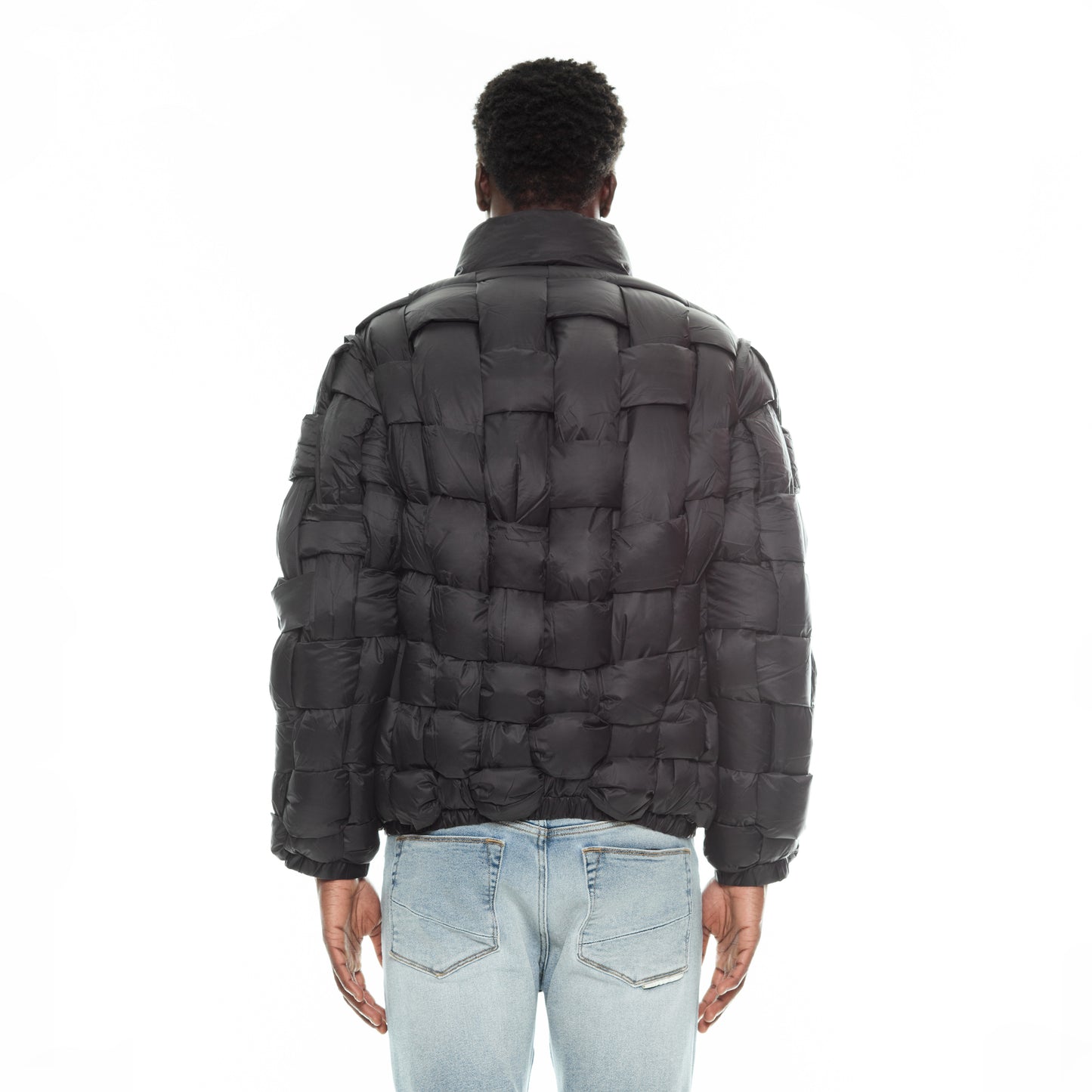 QUILTED NYLON PUFFER JACKET IN BLACK