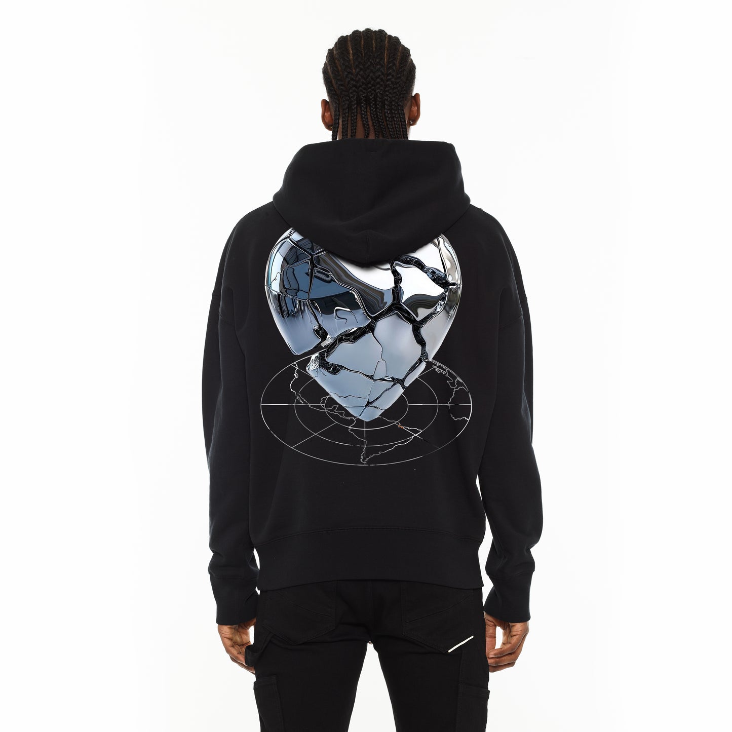 Hvman's Pullover Crewneck Sweatshirt "Broken Hearts" in Black