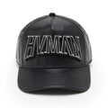 Hvman Logo Mesh Trucker Hat in Black Faux Leather