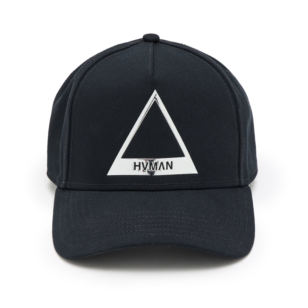 Hvman Triangle Logo Mesh Trucker Hat in Black