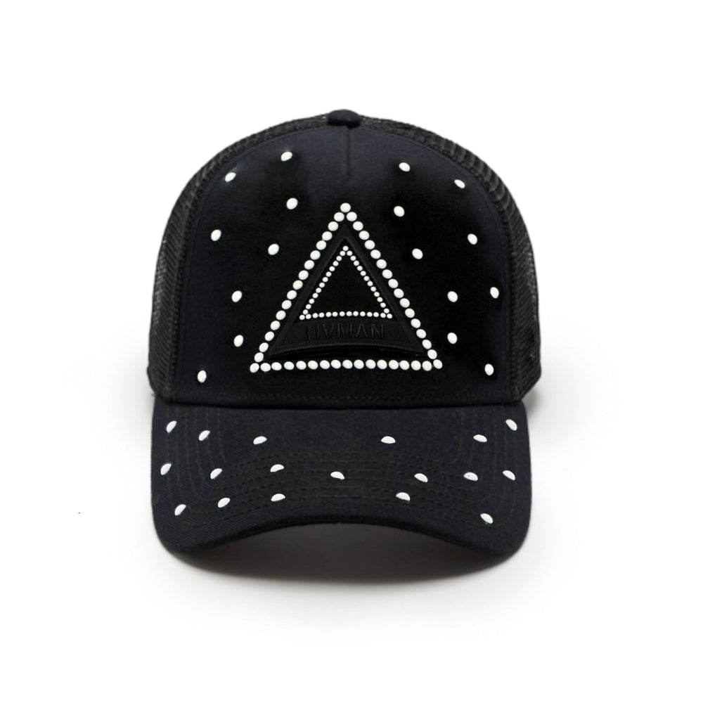 Hvman's Triangle Logo Mesh Trucker Hat in Black