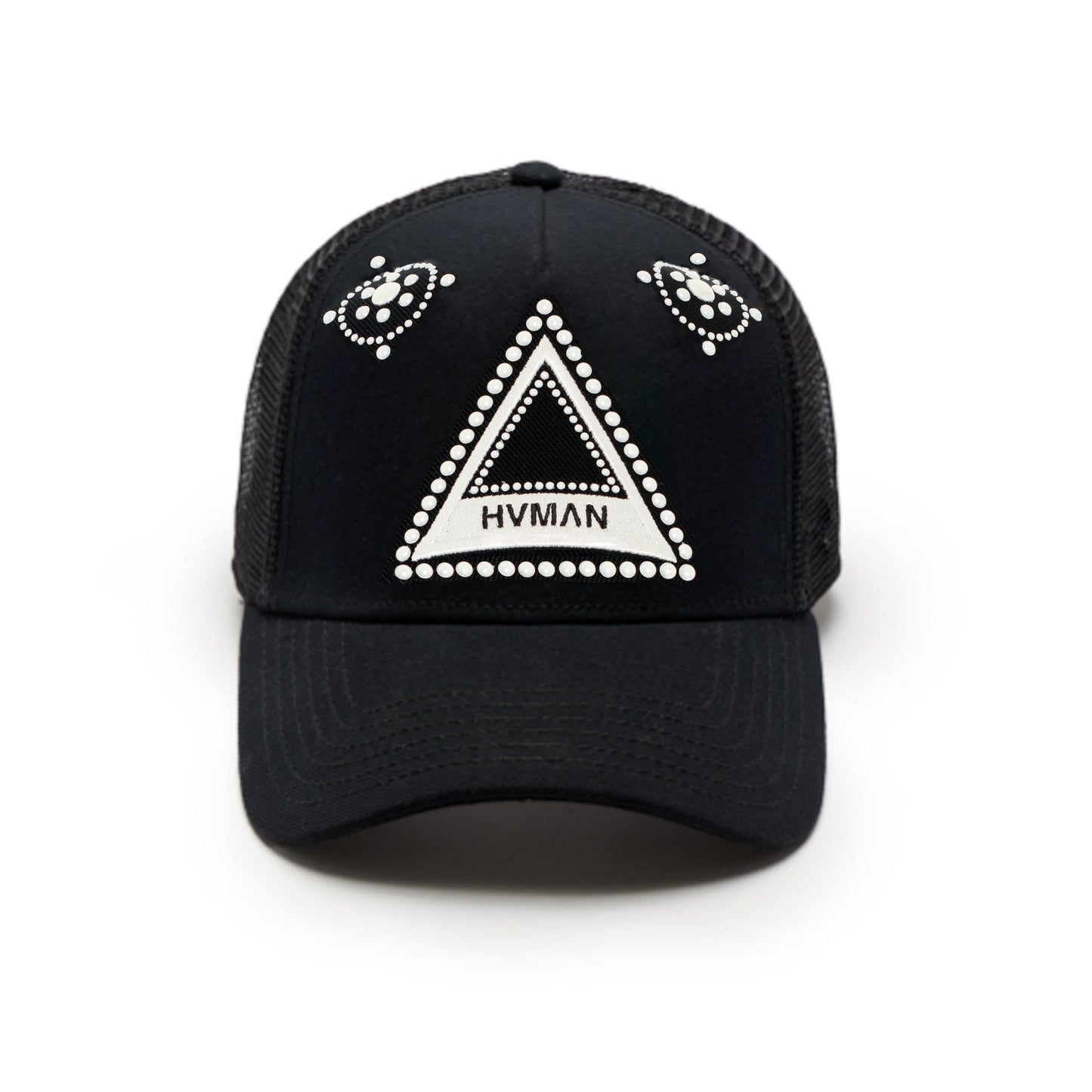 Hvman's Triangle Logo Mesh Trucker Hat in Black