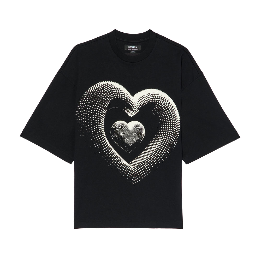 Hvman's Oversized Heavyweight Novelty Tee "Heart" in Black