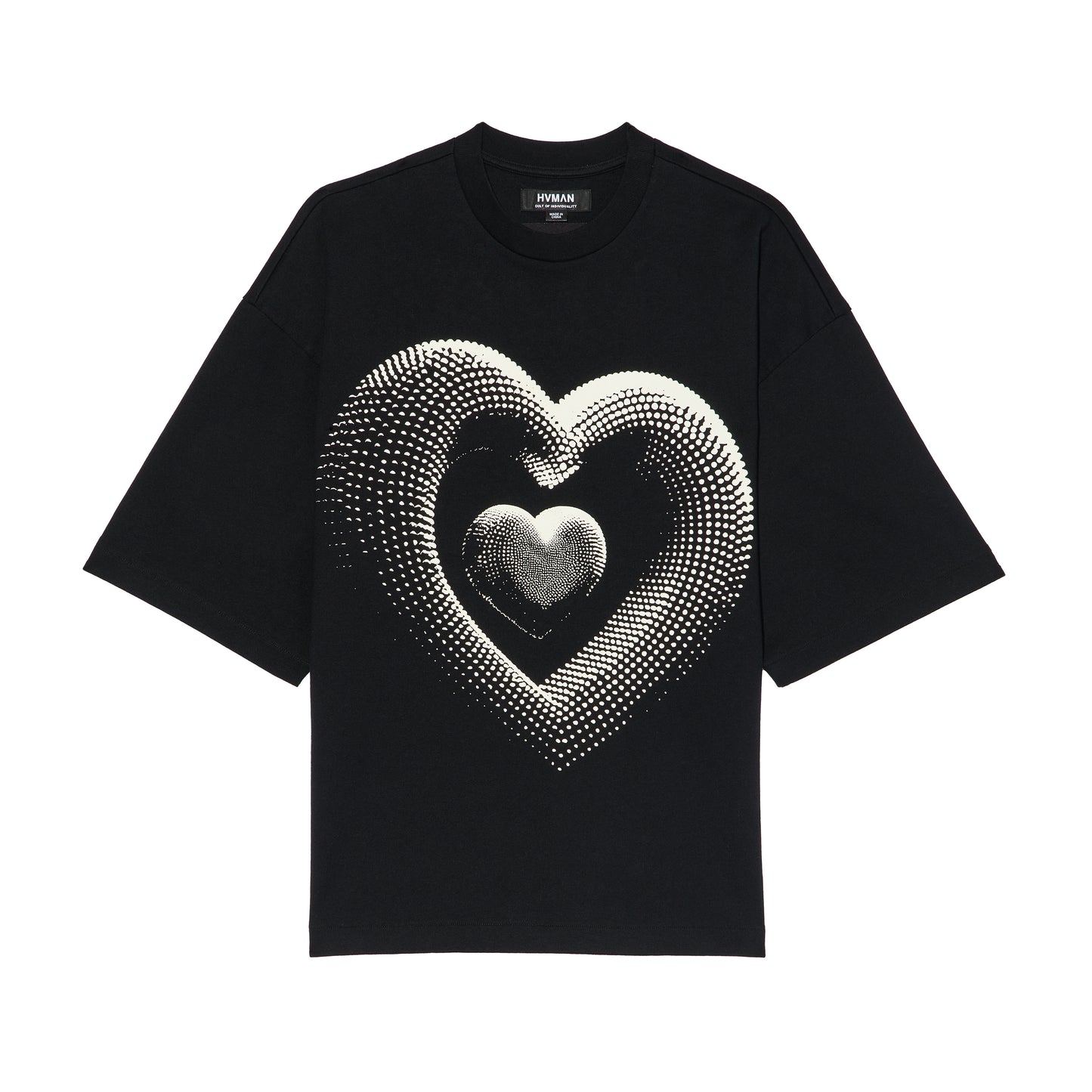 Hvman's Oversized Heavyweight Novelty Tee "Heart" in Black