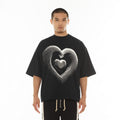 Hvman's Oversized Heavyweight Novelty Tee "Heart" in Black