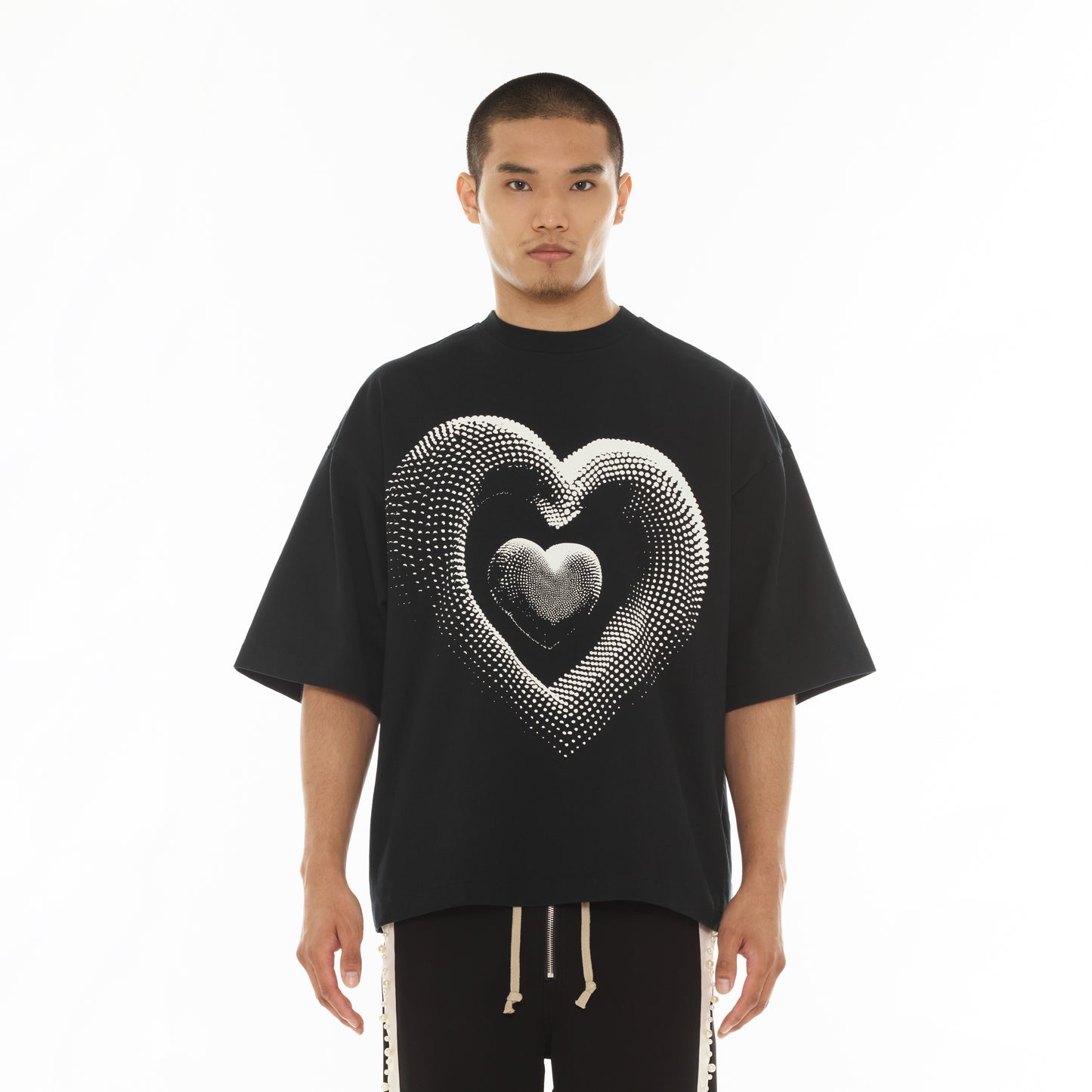 Hvman's Oversized Heavyweight Novelty Tee "Heart" in Black