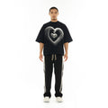 Hvman's Oversized Heavyweight Novelty Tee "Heart" in Black