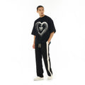 Hvman's Oversized Heavyweight Novelty Tee "Heart" in Black