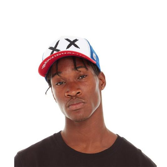 Cult's XX Visor Royal Mesh Trucker Hat in White/Red