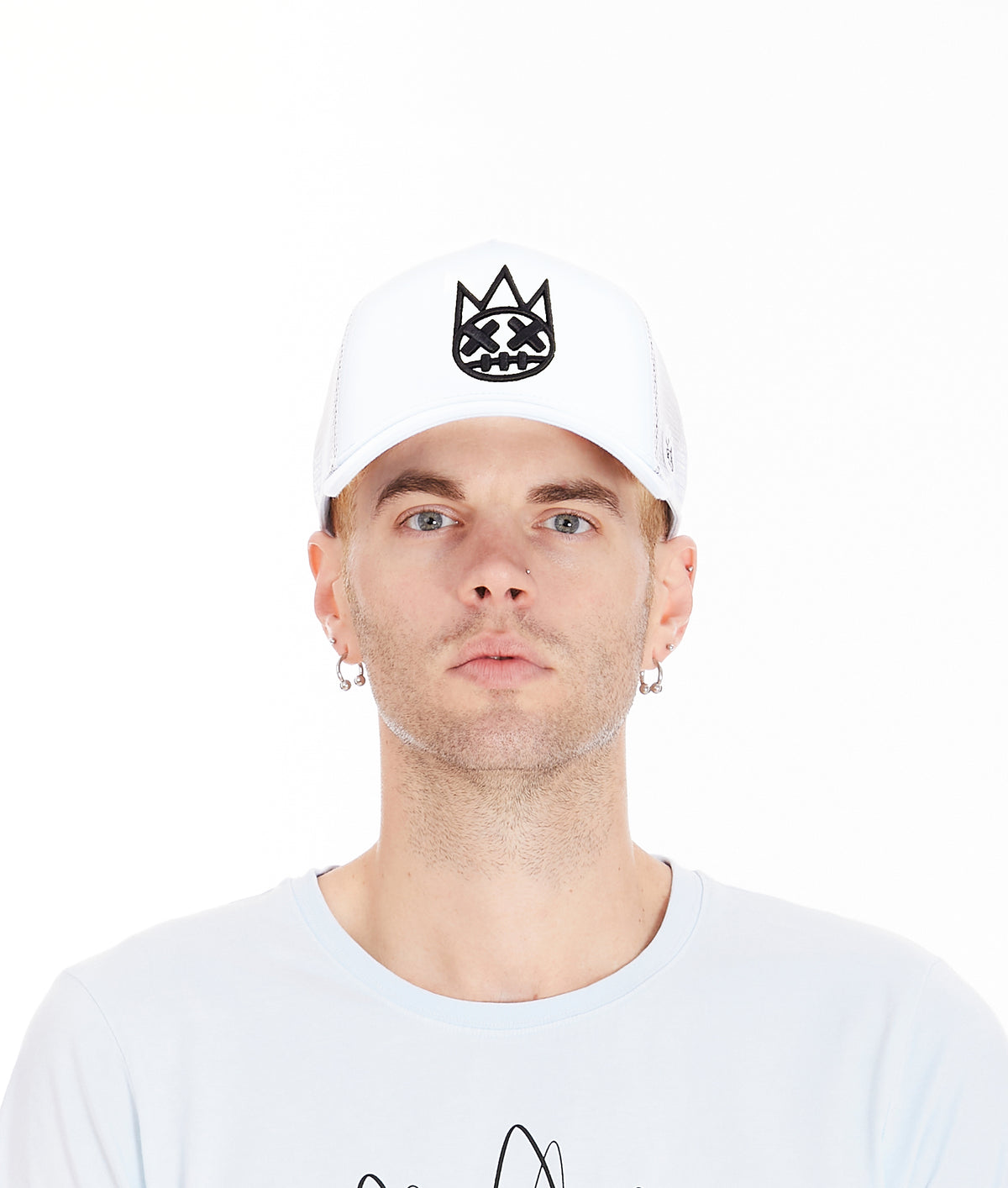 White Trucker Hat – Mesh Back, Curved Visor Cap