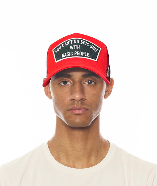 EPIC SHIT MESH BACK TRUCKER CURVED VISOR IN RED