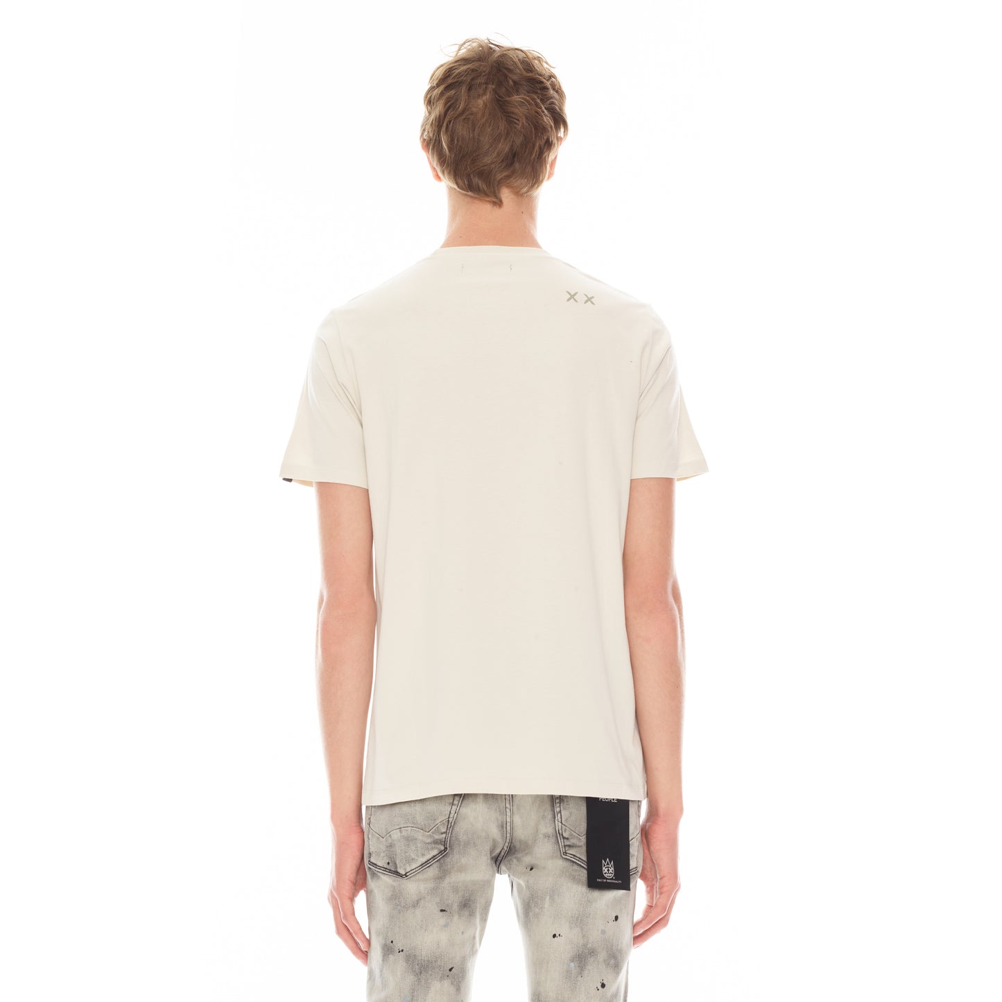 SHIMUCHAN BRUSHED LOGO SHORT SLEEVE CREW NECK TEE 26/1'S IN WINTER WHITE