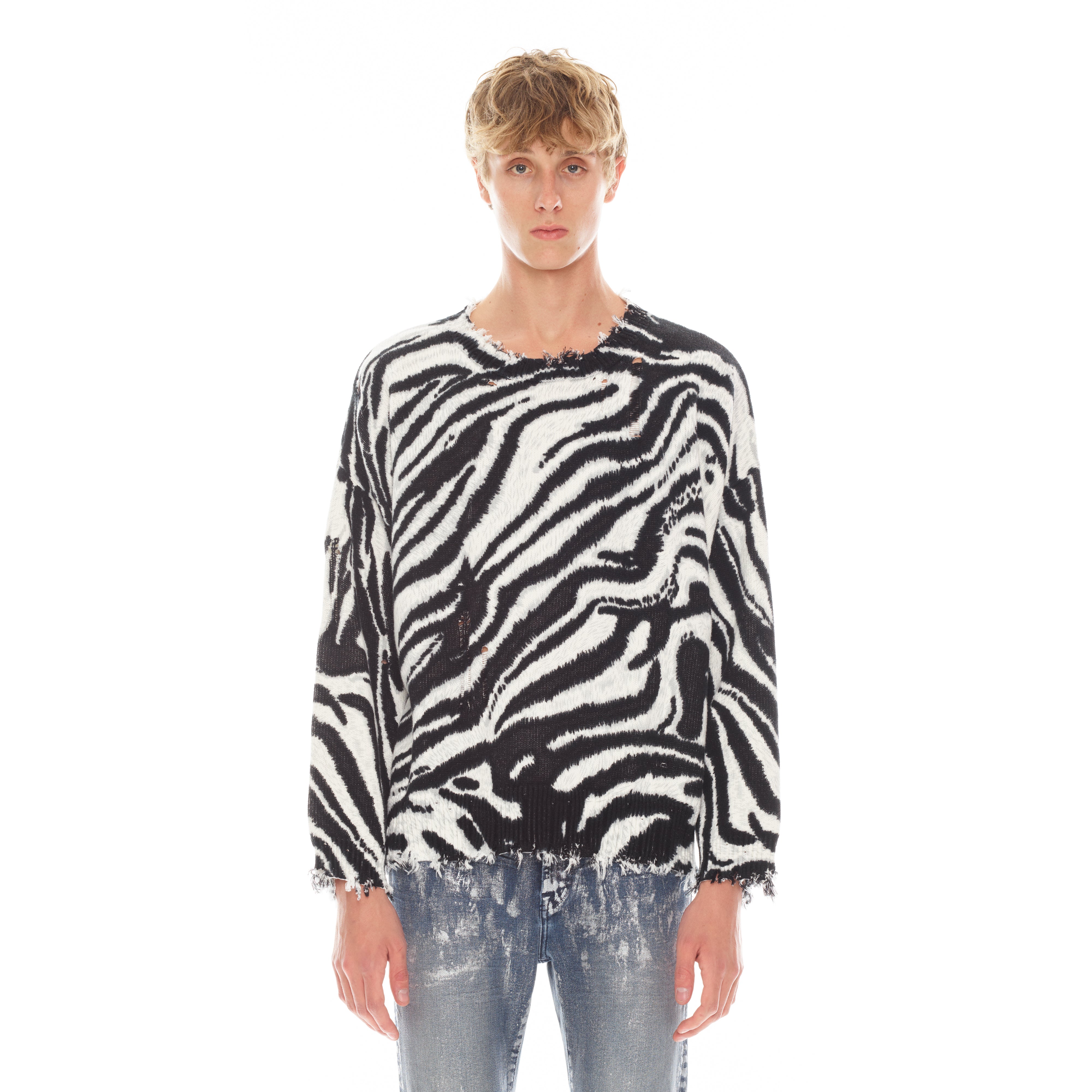 CREW NECK SWEATER IN ZEBRA – Cult of Individuality