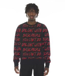 FRENCH TERRY CREWNECK SWEATSHIRT "CANT DO EPIC SHIT" IN BLACK