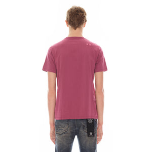 SHIMUCHAN BRUSHED LOGO SHORT SLEEVE CREW NECK TEE 26/1'S IN CABERNET