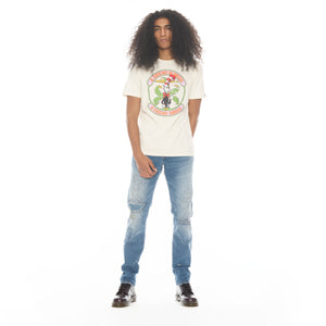 SHORT SLEEVE CREW NECK TEE  26/1'S "FRIEND IN WEED" IN WINTER WHITE