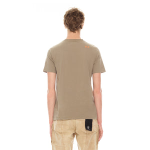 SHIMUCHAN BRUSHED LOGO SHORT SLEEVE CREW NECK TEE  26/1'S IN MOSS