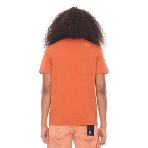 SHIMUCHAN BRUSHED LOGO SHORT SLEEVE CREW NECK TEE  26/1'S IN RUST