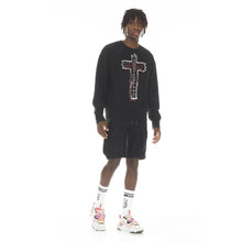 Load image into Gallery viewer, FRENCH TERRY CREW NECK SWEATSHIRT &quot;CROSS&quot; IN BLACK
