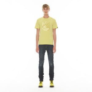 SHIMUCHAN BRUSHED LOGO SHORT SLEEVE CREW NECK TEE 26/1'S IN CANARY