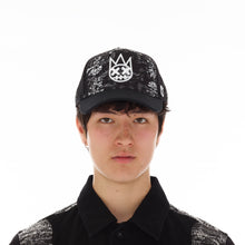 Load image into Gallery viewer, PAISLEY MESH TRUCKER IN BLACK