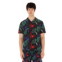 Load image into Gallery viewer, CUBAN SHORT SLEEVE WOVEN &quot;FIREWORKS&quot; IN BLACK
