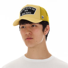 Load image into Gallery viewer, &quot;CAN&#39;T DO EPIC SHIT&quot; MESH BACK TRUCKER CURVED VISOR IN VINTAGE YELLOW