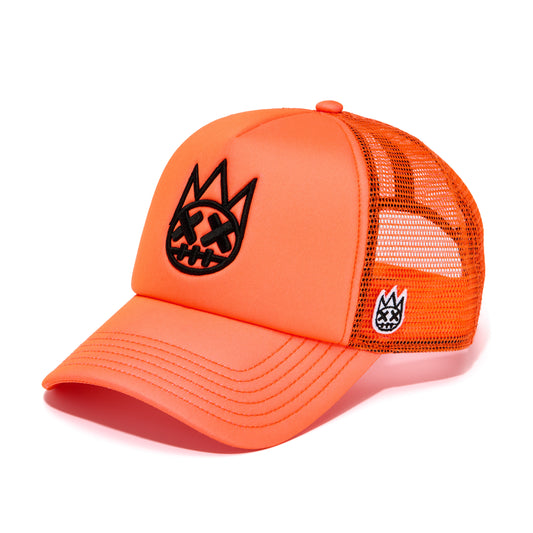 Cult's Clean Shimuchan Logo Mesh Back Trucker Hat in Coral