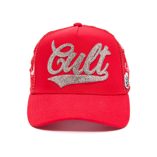 Cult's Paisley Shimuchan Logo Mesh Back Trucker Hat in Red