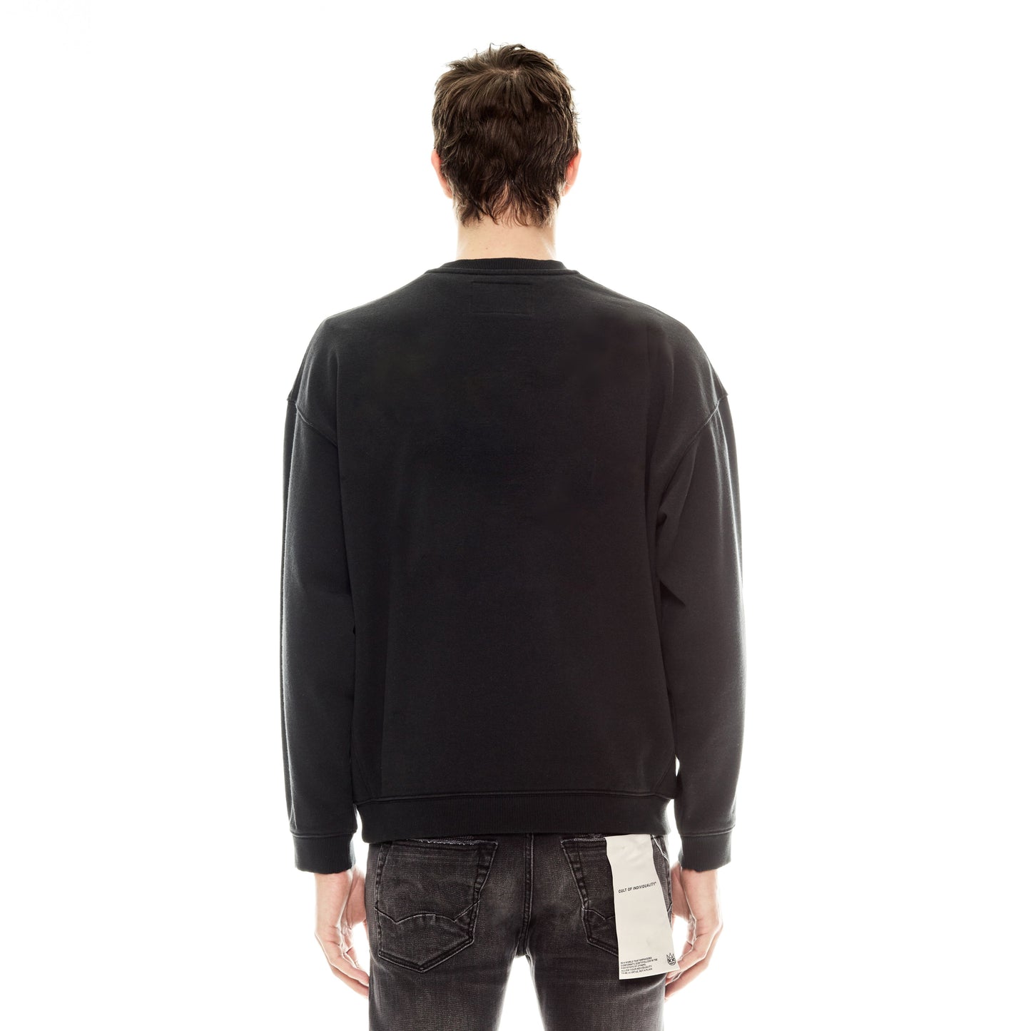 Cult's Crew Neck Fleece Sweater "King Of The Jungle" in Pirate Black