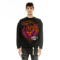 Cult's Crew Neck Fleece Sweater "King Of The Jungle" in Pirate Black