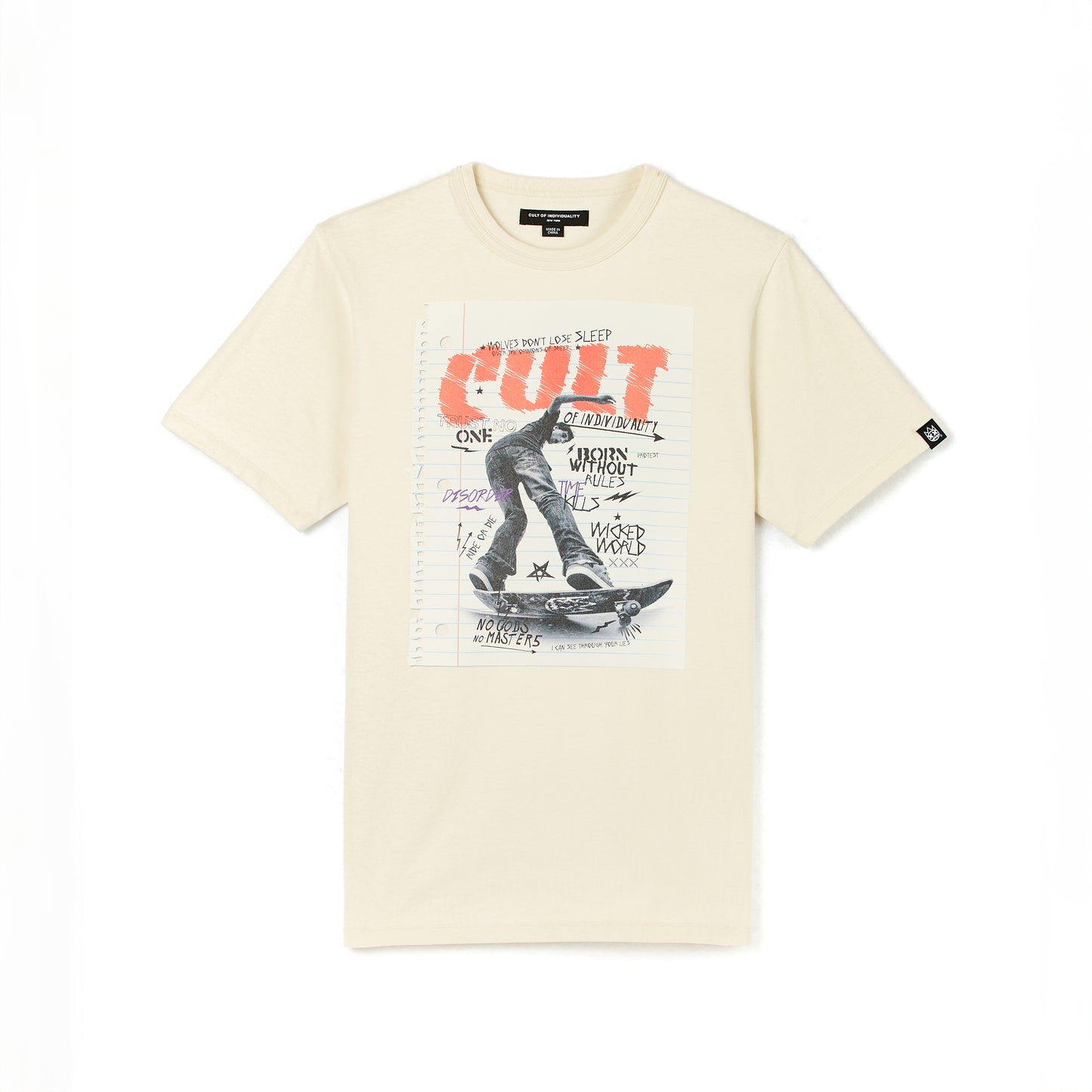 Cult's Short Sleeve Crew Neck Tee "LSD" in Winter White