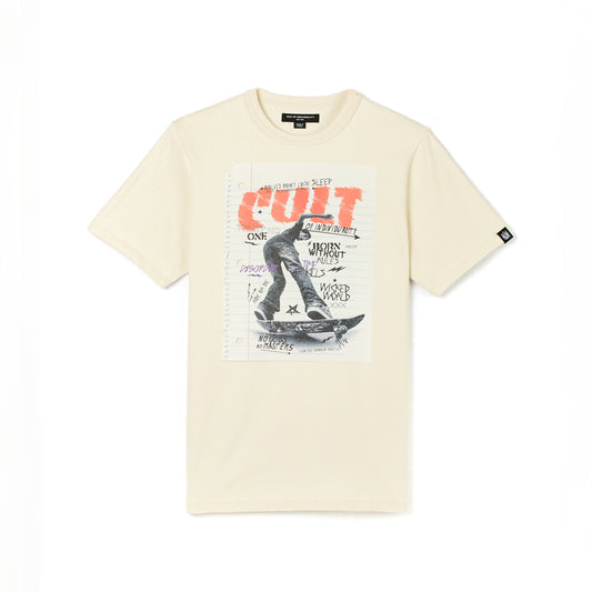 Cult's Short Sleeve Crew Neck Tee "LSD" in Winter White