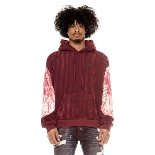 Cult's Burgundy Tye Dye Pullover Sweatshirt in Vintage Merlot