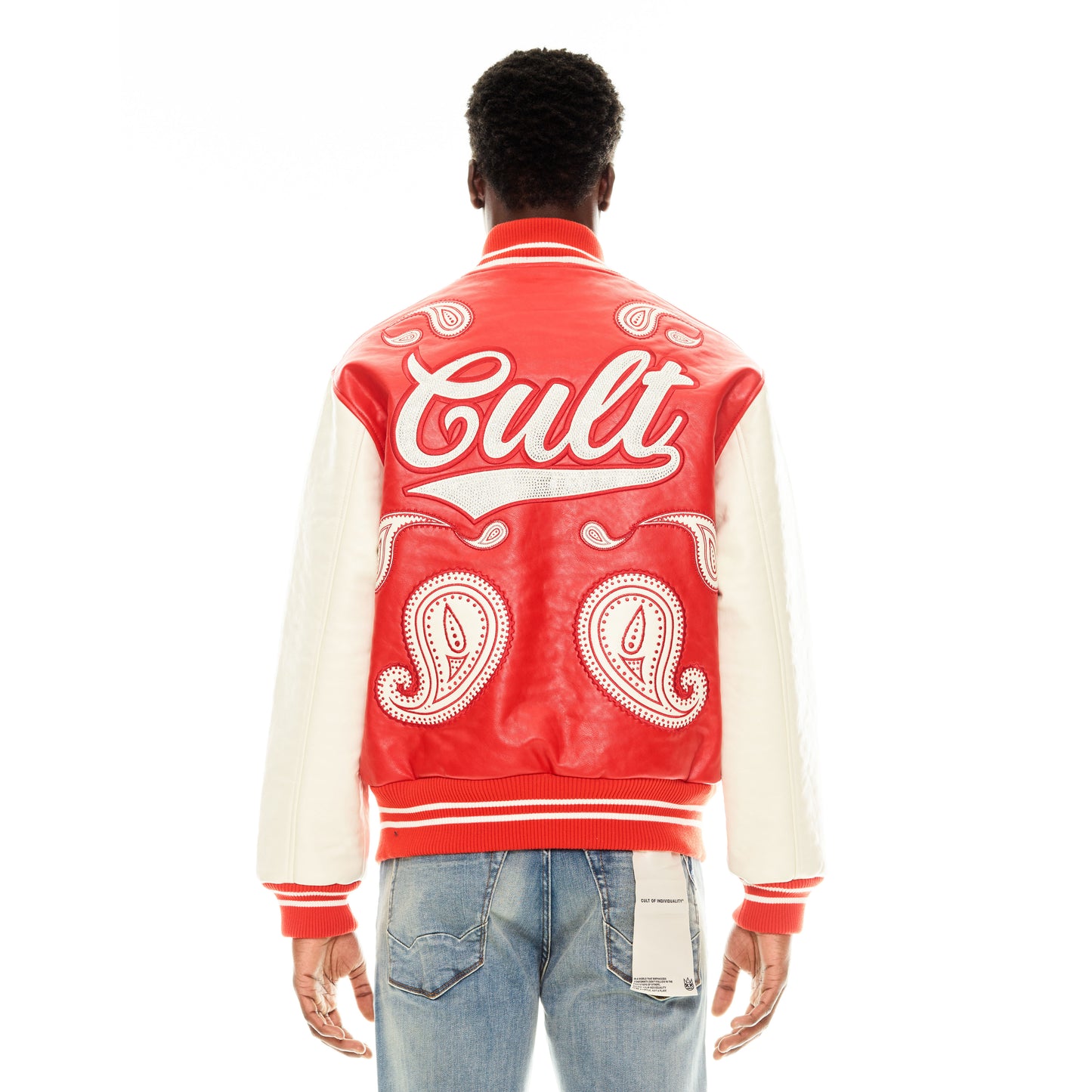 Cult's Paisley Varsity Jacket in Red