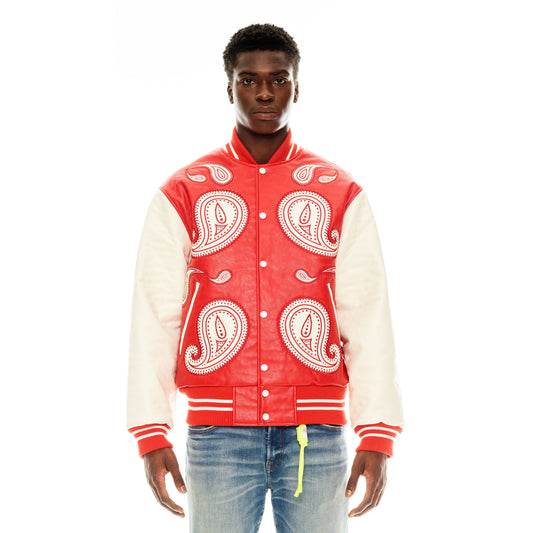 Cult's Paisley Varsity Jacket in Red