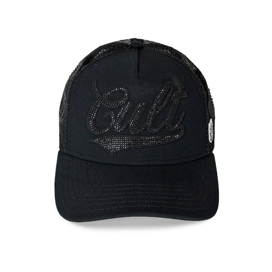 Cult's Crystal Paisley Shimuchan Logo Mesh Back Trucker Hat in Black