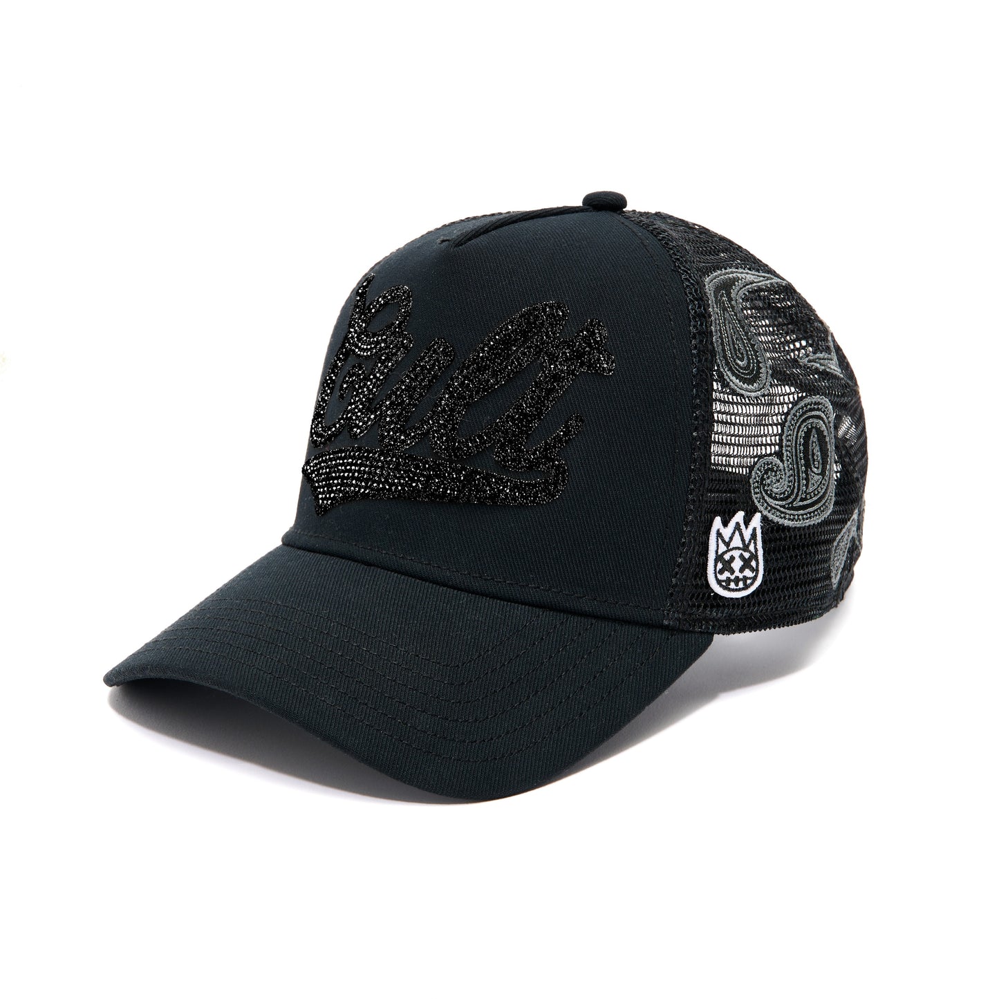 Cult's Paisley Shimuchan Logo Mesh Back Trucker Hat in Black