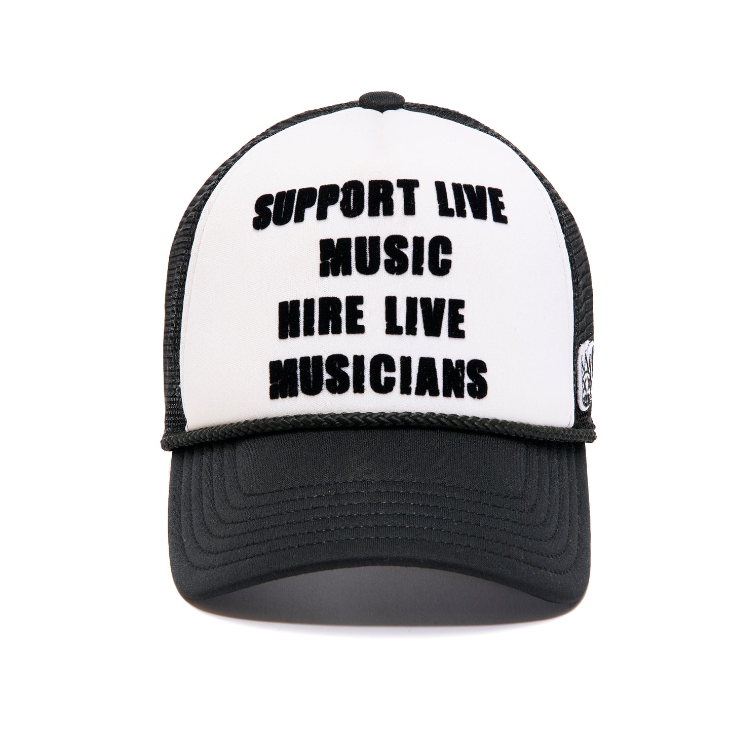 Cult's Support Live Music Foam Mesh Trucker in White & Black