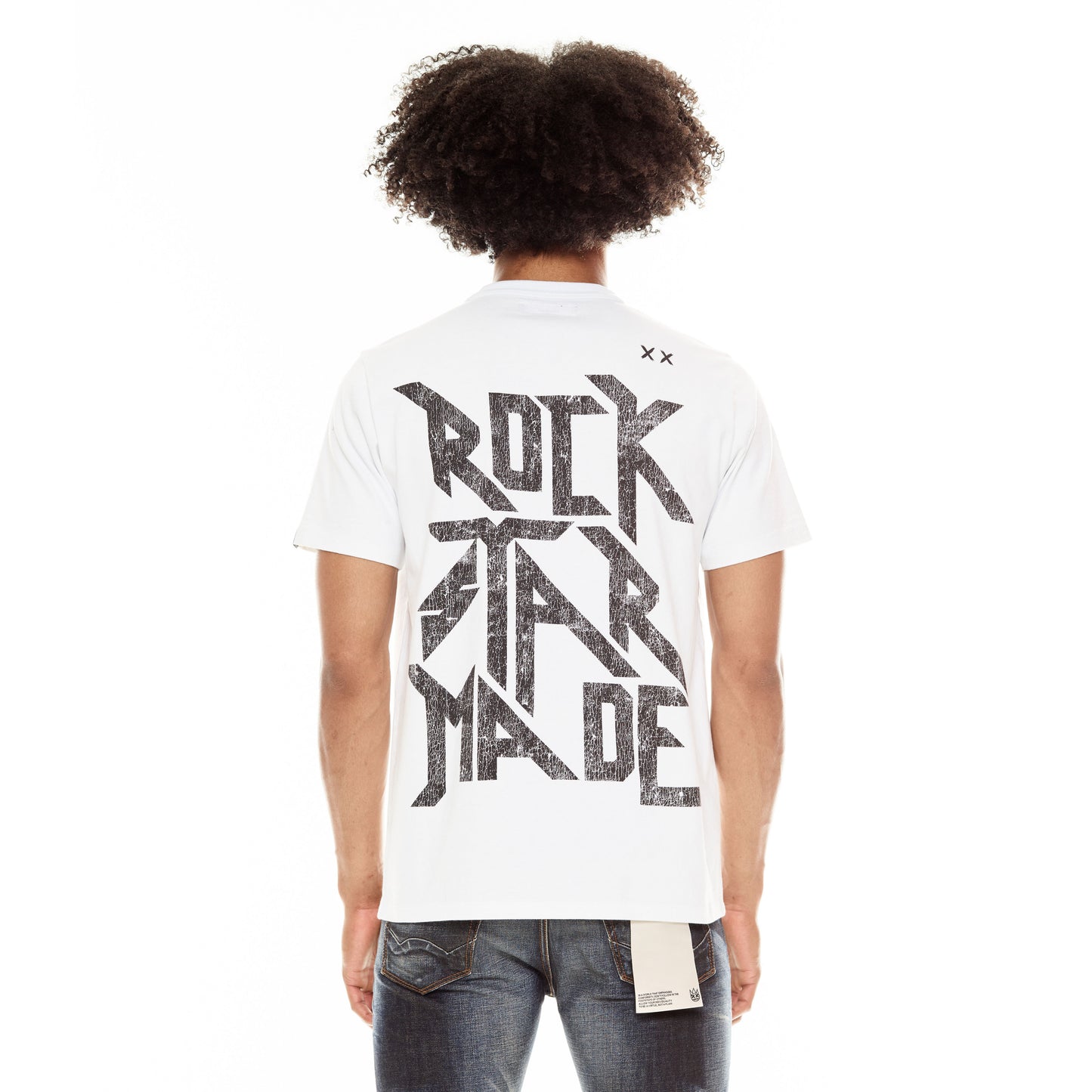 Cult's Short Sleeve Crew Neck Tee "Rockstar Made" in White