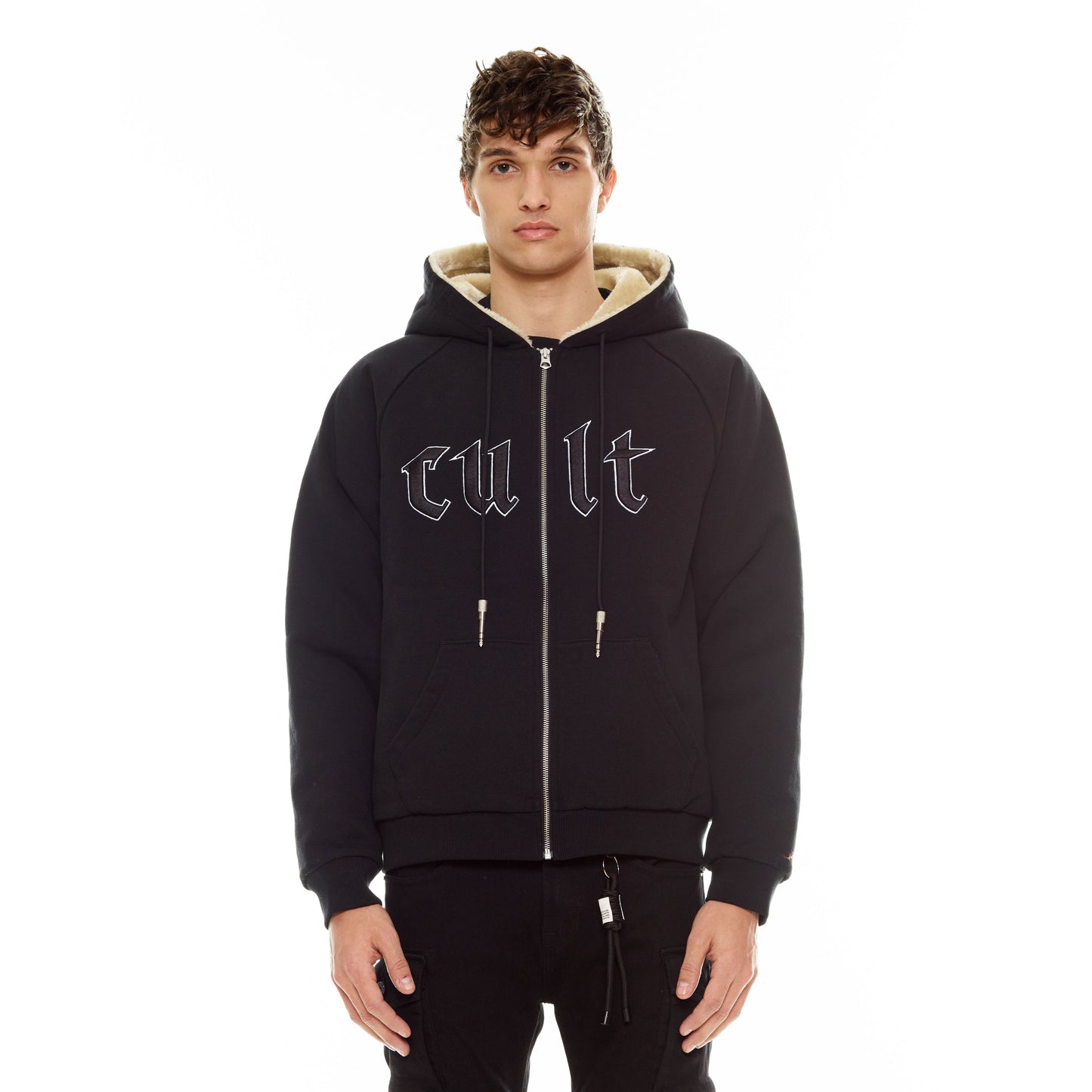 Cult's Zip Hooded Sweatshirt in Black