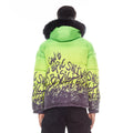 PUFFER JACKET WITH FUR HOOD IN NEON YELLOW