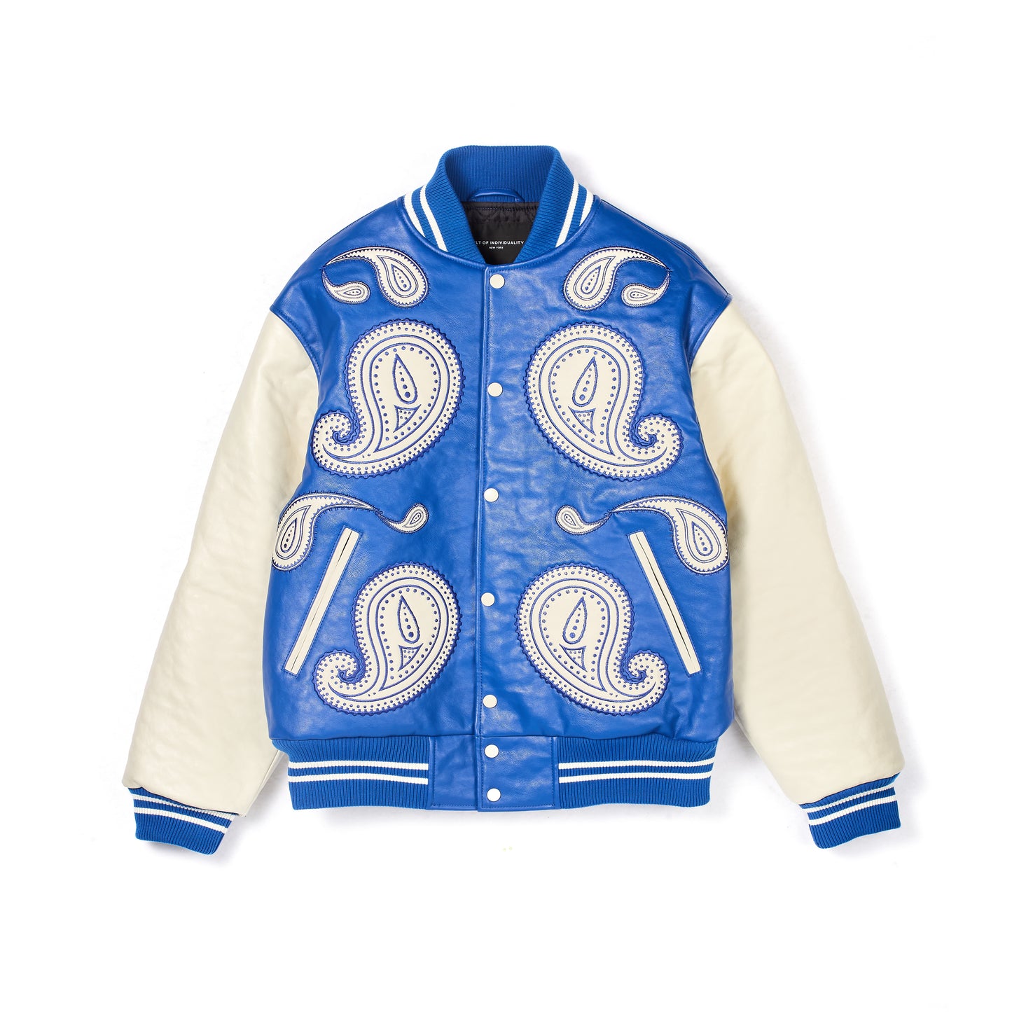 VARSITY PAISLEY JACKET IN ROYAL BLUE