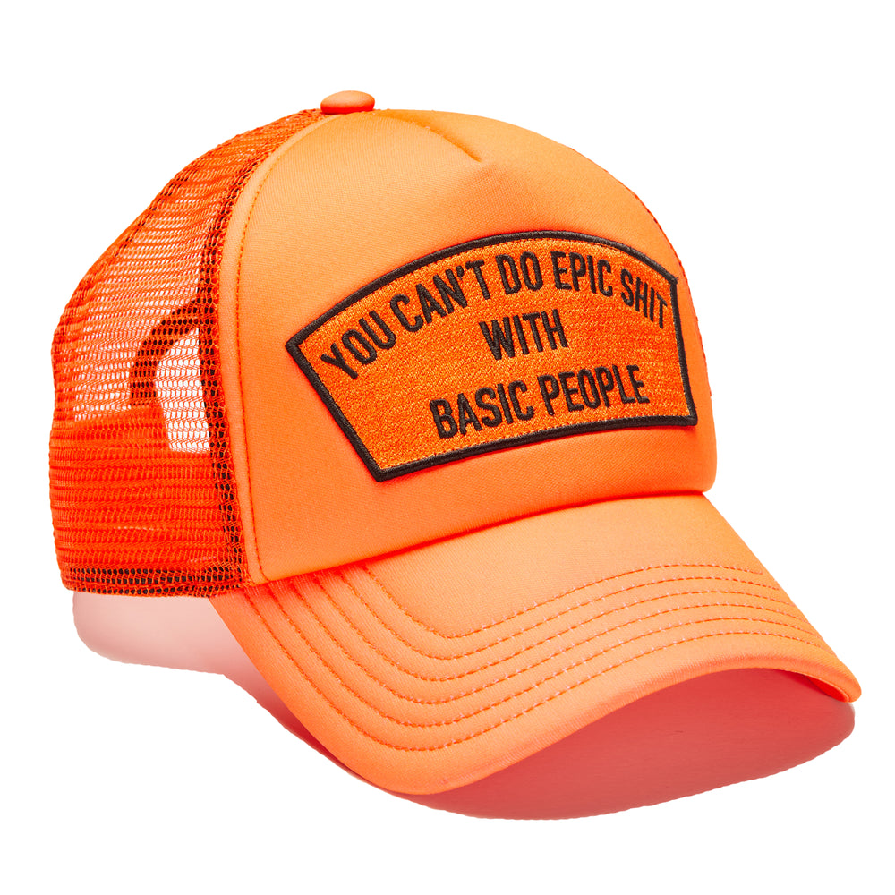 "CANT DO EPIC SHIT" MESH BACK TRUCKER HAT IN CORAL