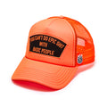 Cult's Mesh Back Trucker Hat In Coral "Cant Do Epic Shit" / Black Patch