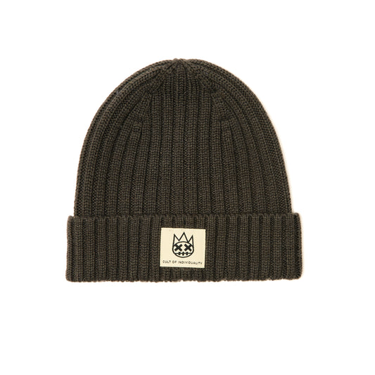 SHIMUCHAN LOGO KNIT HAT IN VINTAGE CHARCOAL