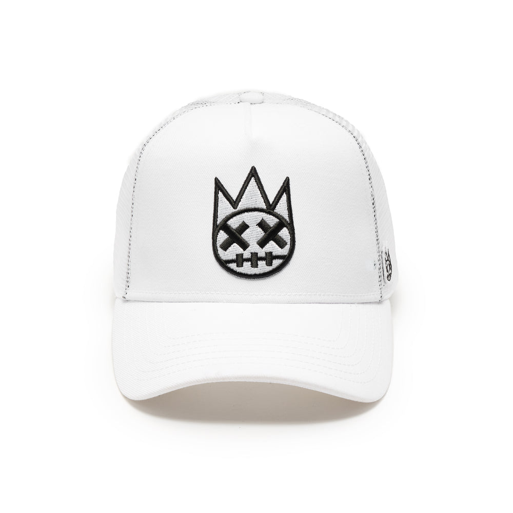 Cult's Clean Shimuchan Black Logo Mesh Back Trucker Hat in White