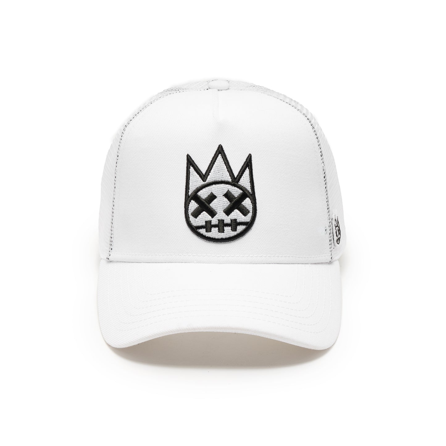Cult's Clean Shimuchan Black Logo Mesh Back Trucker Hat in White
