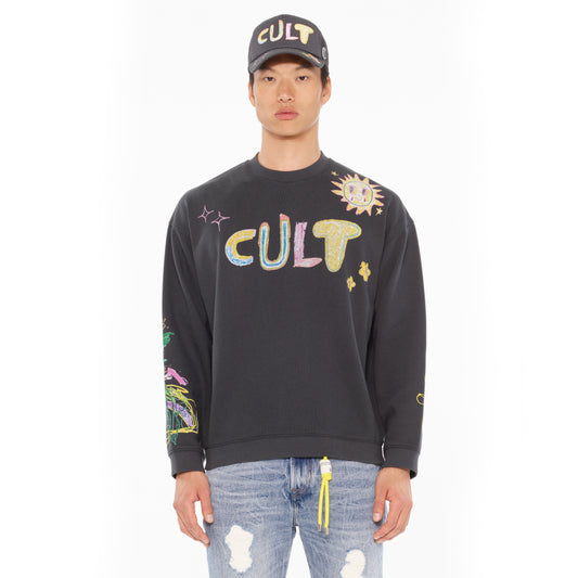 Cult's Novelty Fleece Crew Sweatshirt in Steel